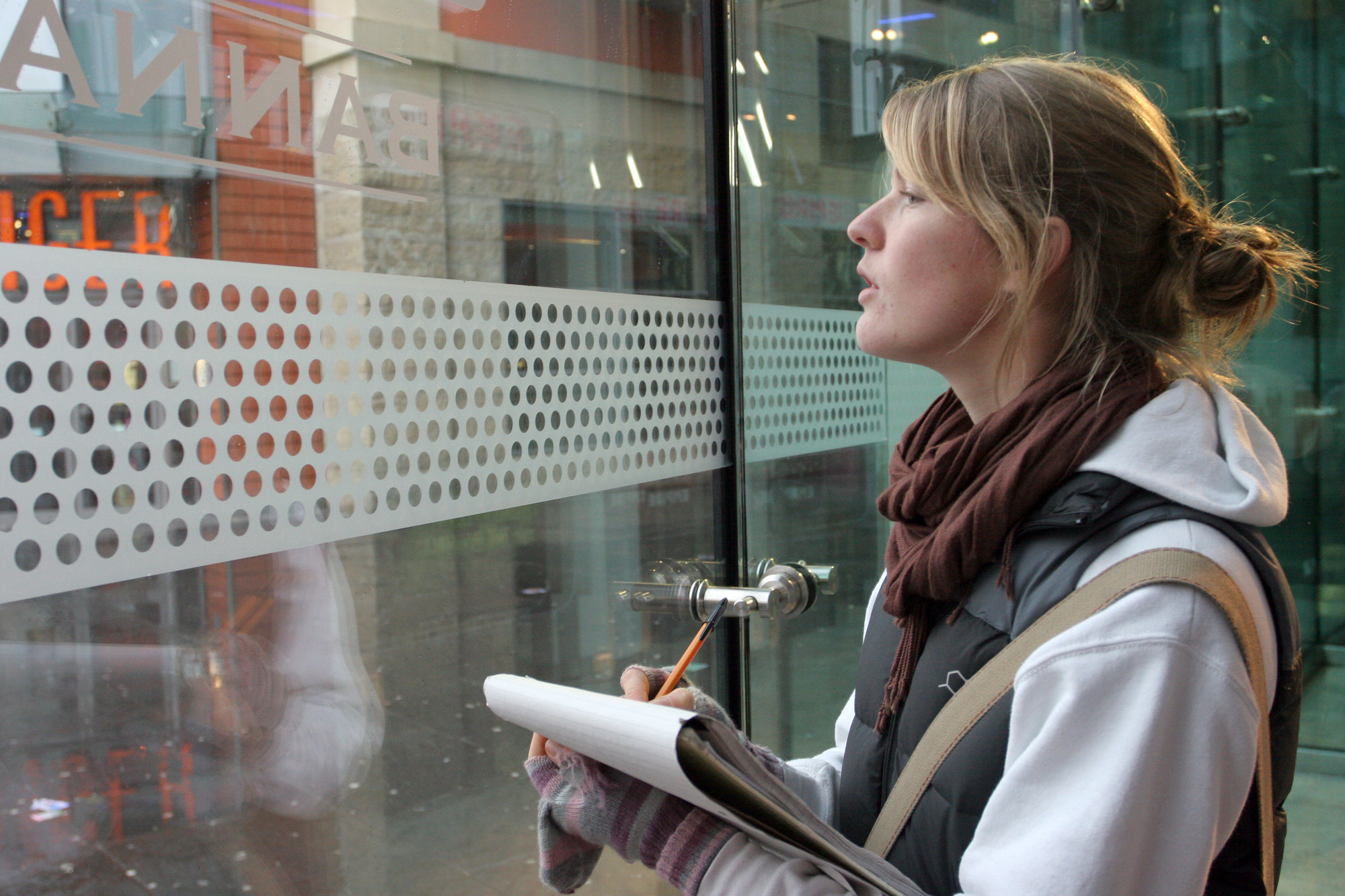 Student with clip board